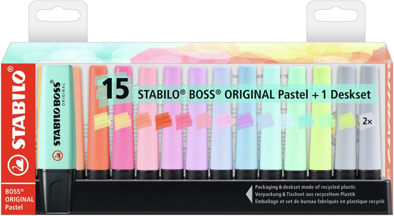 Σετ μαρκαδόρων κειμένου, Stabilo, Boss Original Pastel Deskset ST7015-02-5, 15 χρώματα