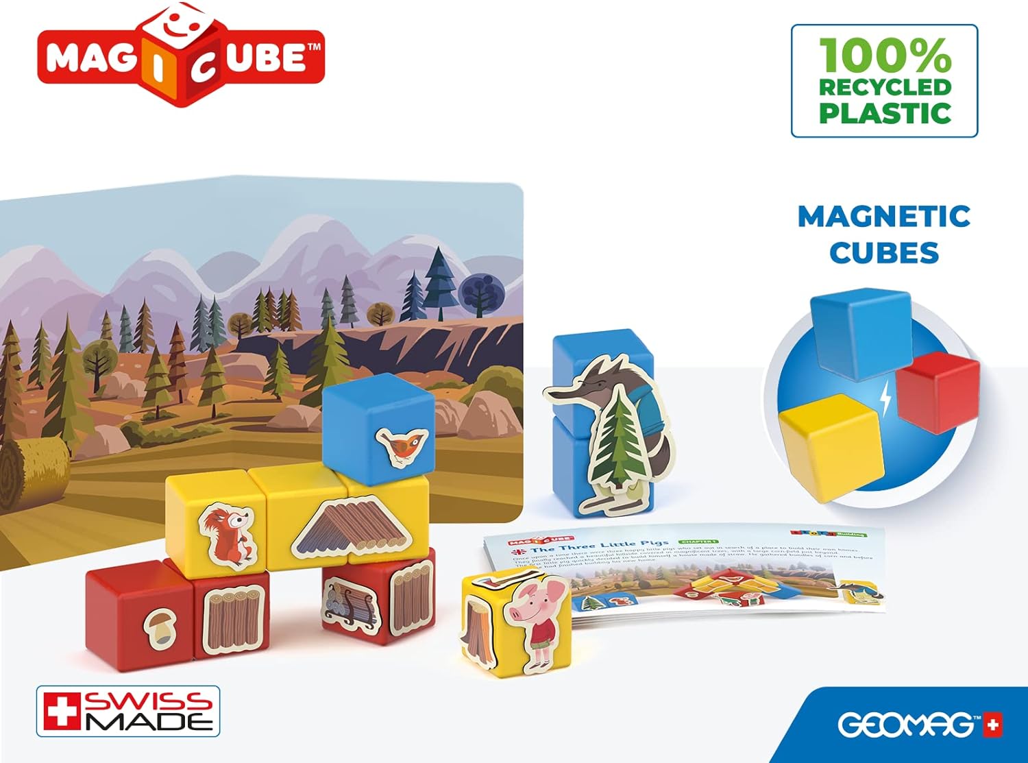 Магнитен конструктор Magicube, Story Building 118, Три малки прасенца, 42 части