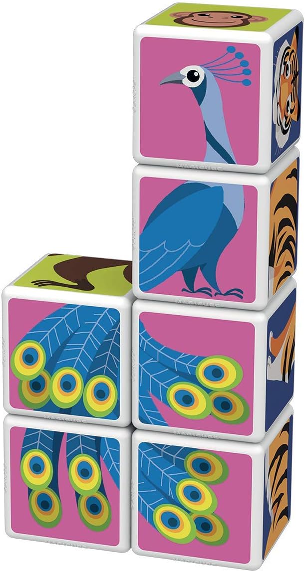 Магнитен конструктор Magicube, Животни в джунглата и карти 145, 9 части