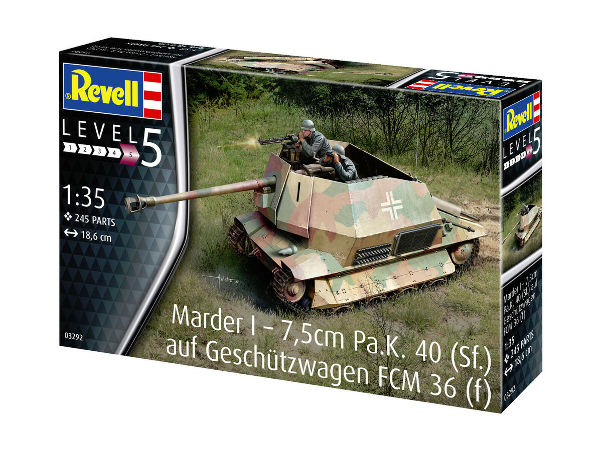Сглобяем модел Танков разрушител Marder I - 7,5cm Pa.K. 40 (Sf.) Auf Geschutzwagen FCM 36 (f), 245 части