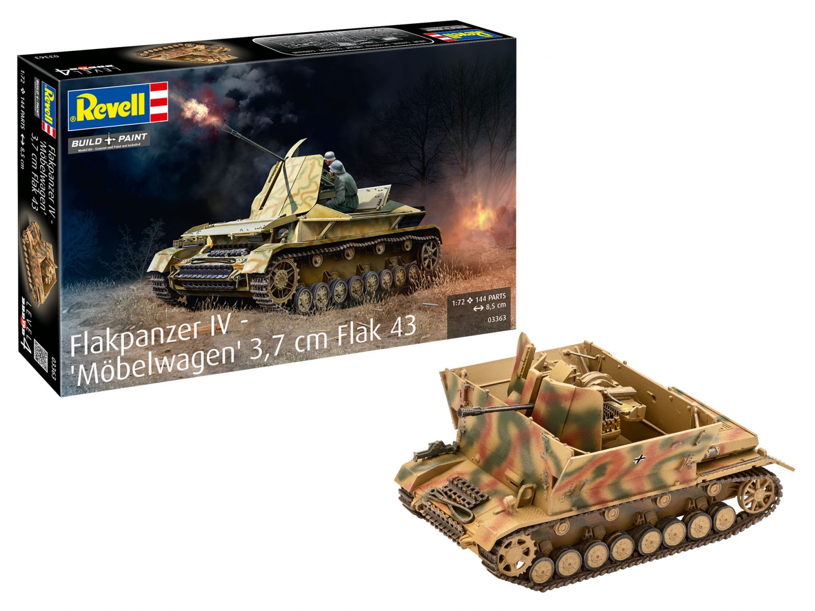 Μοντέλο συναρμολόγησης, Revell, Flakpanzer IV Möbelwagen 3.7cm Flak 43 Tank, 144 μέρη