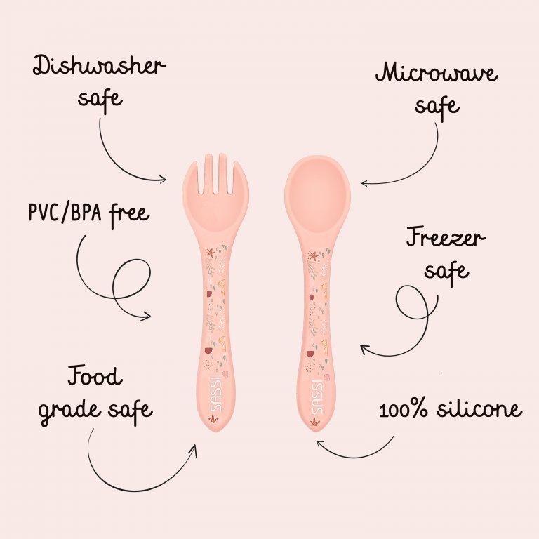 Σετ τραπεζαρίας σιλικόνης, πιρούνι και κουτάλι, Sassi, χταπόδι