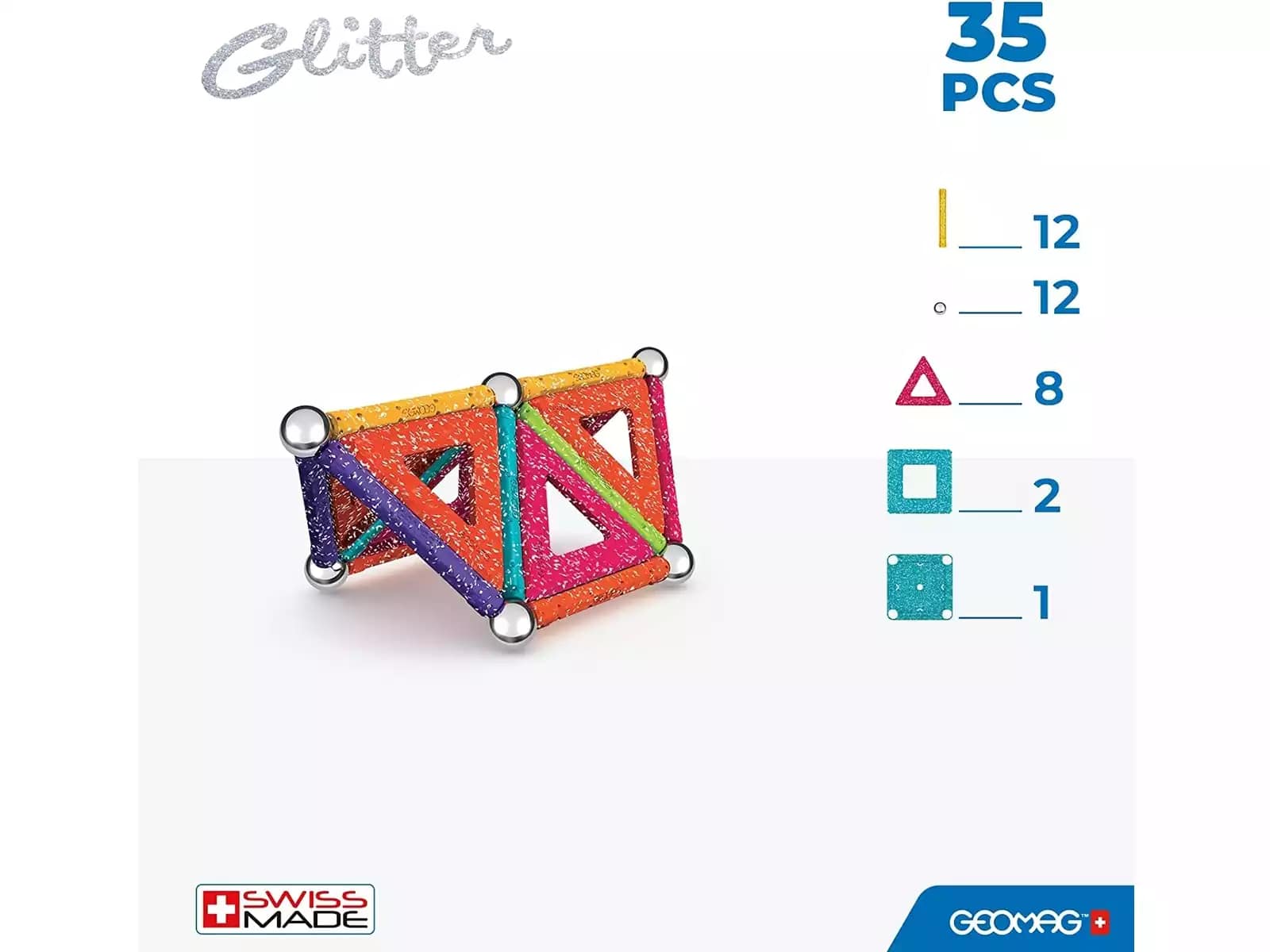 Магнитен конструктор Glitter Panels 535, 35 части