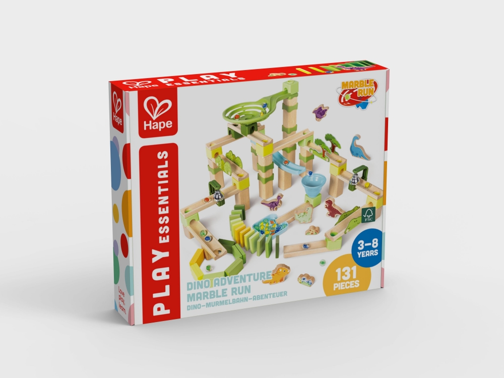 Ξύλινο σετ παιχνιδιών Hape, Domino, Dino adventure, 131 τεμάχια