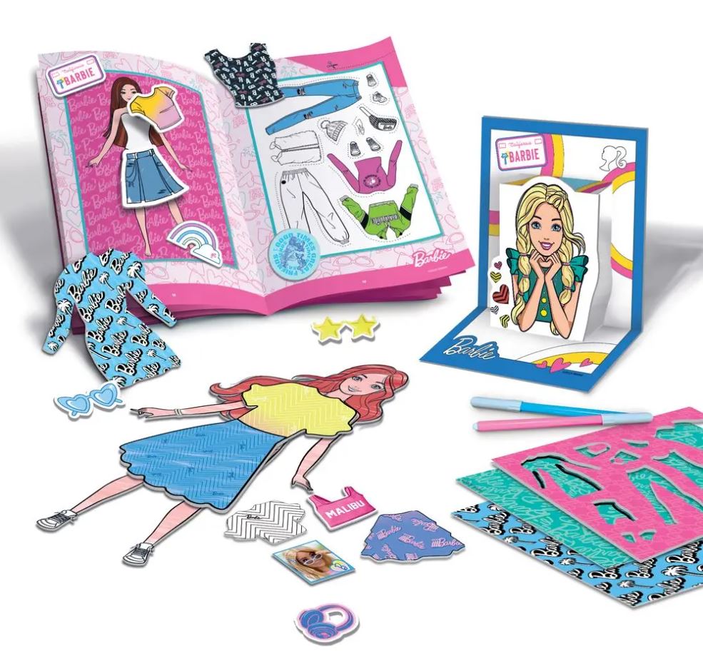 Σετ δημιουργικής δημιουργίας, Lisciani, Barbie, σακίδιο πλάτης 2 σε 1 με σετ σχεδίασης