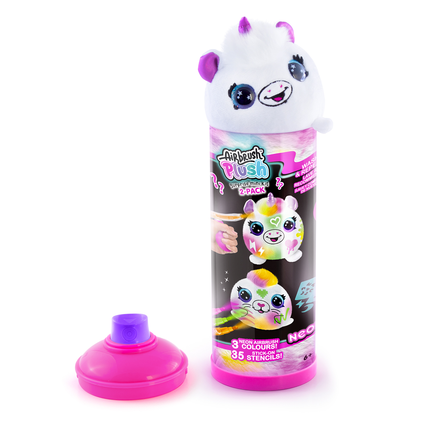 Σετ δημιουργικής δημιουργίας, Canal Toys, Μίνι λούτρινο παιχνίδι για χρωματισμό, Νέον, 10 εκ., 2 τεμάχια