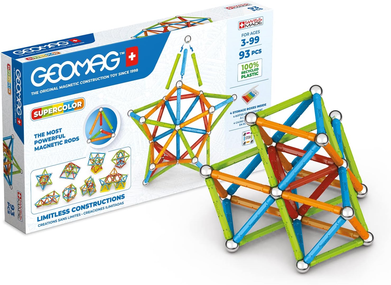 Магнитен конструктор Supercolor 385, 93 части