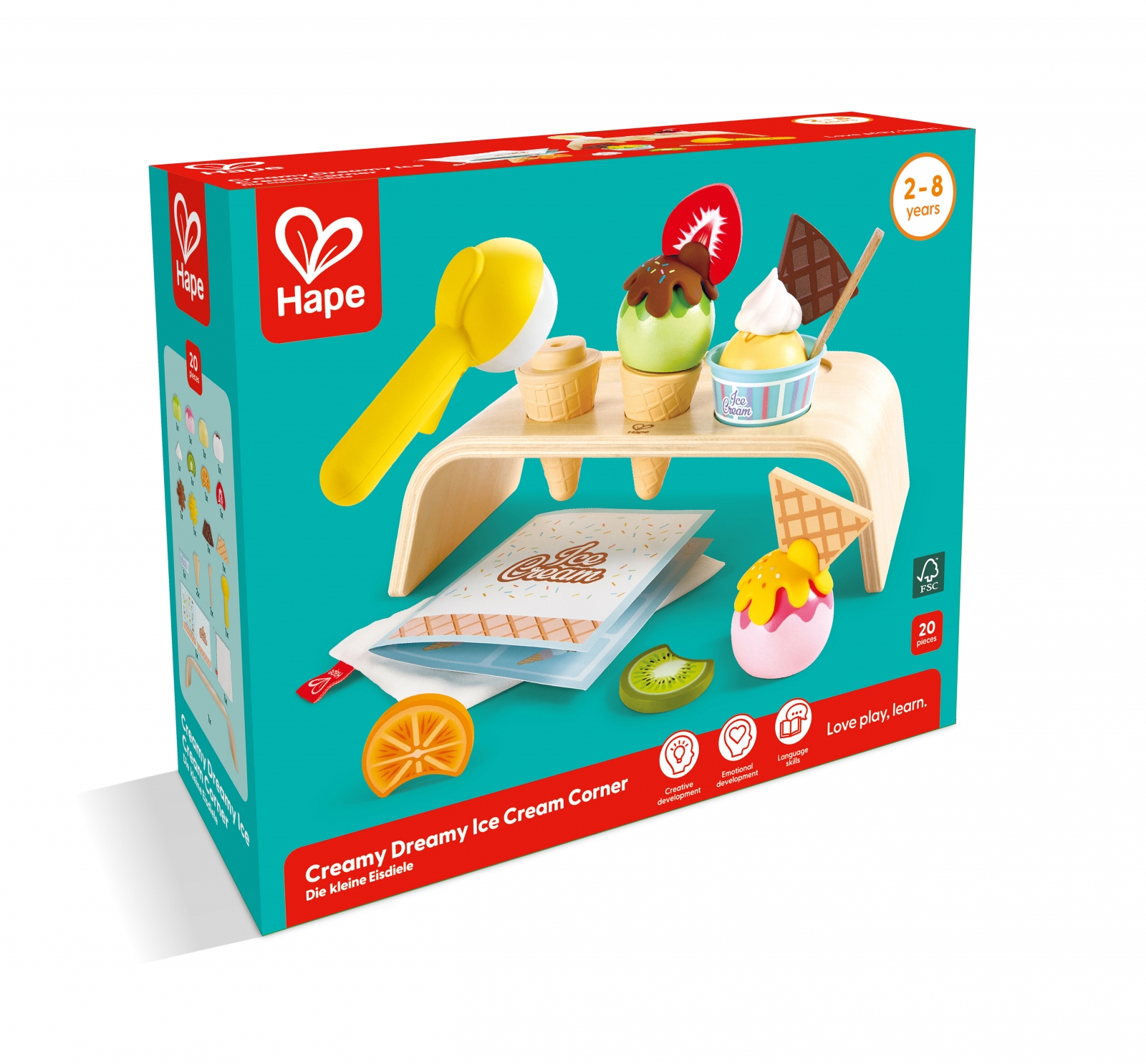 Σετ παιχνιδιών, Hape, Γωνιά παγωτού, 20 τεμάχια
