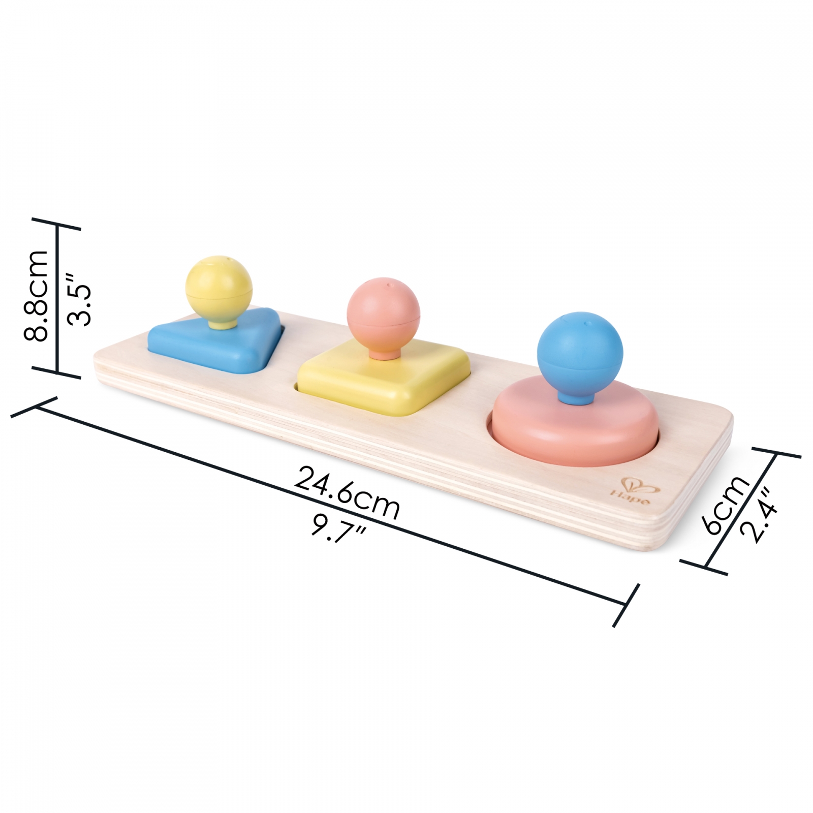 Montessori Educational Sensory Toy, Hape, Mirror Shapes, 24,6 x 6 x 8,8 cm