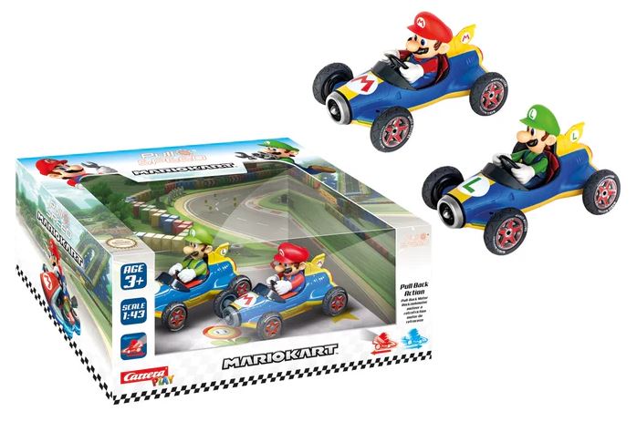 Σετ καροτσιού Pullback, Carrera, Super Mario, Mario και Luigi, 2 τεμάχια