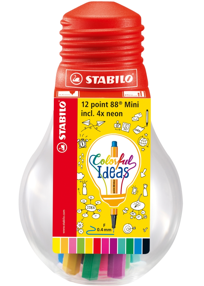 Σετ μίνι μαρκαδόροι, Stabilo, Point 88 σε λάμπα, 12 τεμάχια