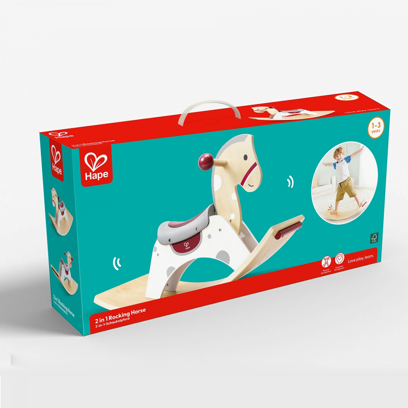 Дървена играчка Конче люлка 2в1, 70 x 30 x 41.8 см