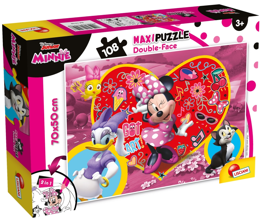 Παζλ, Lisciani, Minnie Mouse, Παζλ διπλής όψης 108 τεμαχίων