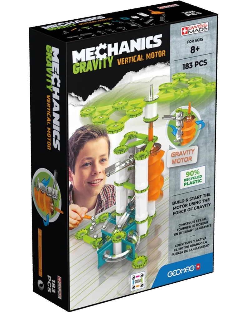Магнитен конструктор Mechanics 764, Вертикален двигател, 183 части