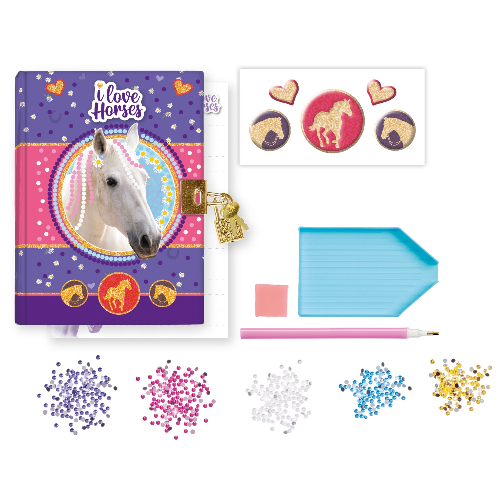 Δημιουργικό κιτ, Totum, Αγαπώ τα Άλογα, Διακοσμήστε το δικό σας μυστικό ημερολόγιο με διαμάντια