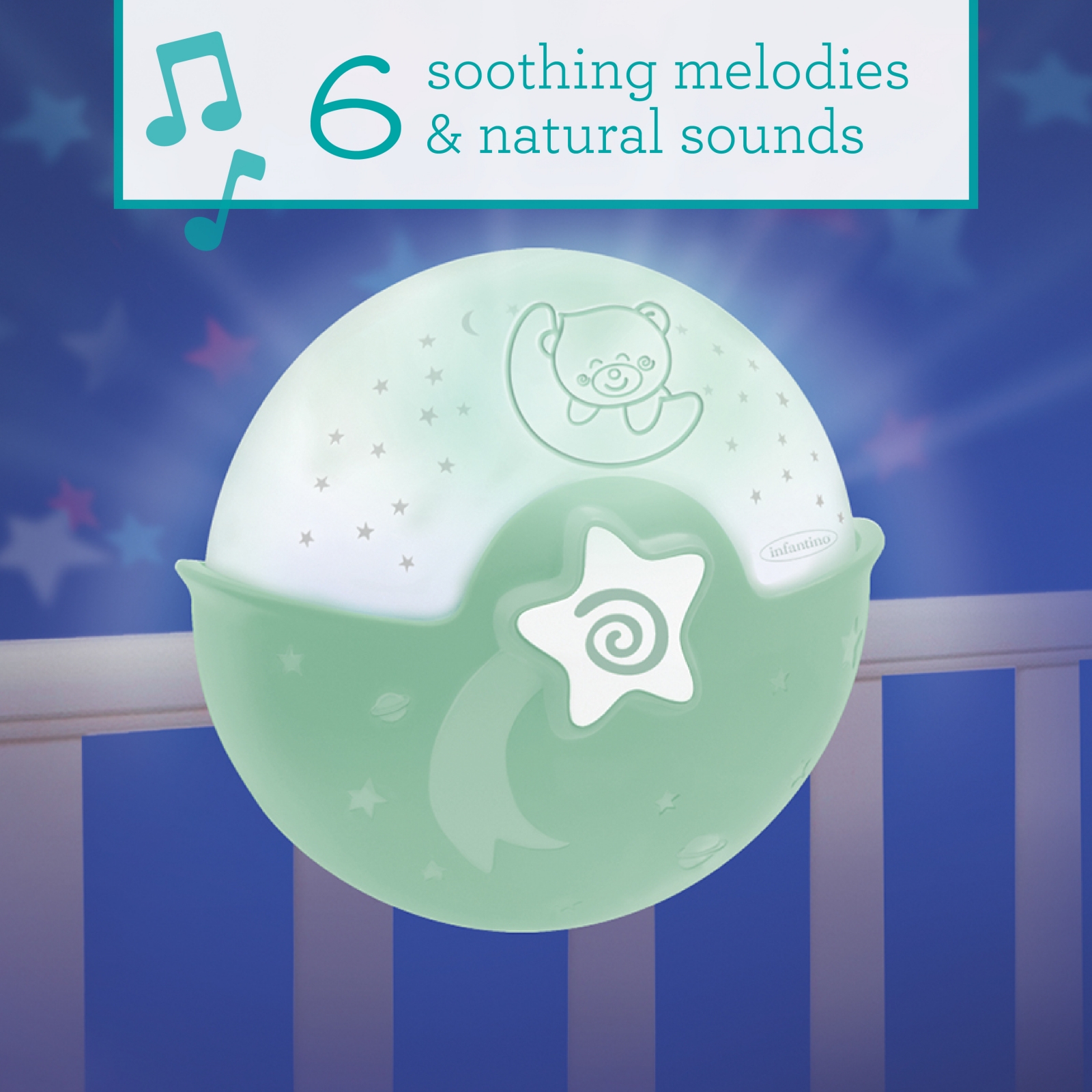 Προβολέας Καταπραϋντικού Φωτός 3 σε 1, Infantino, Ανοιχτό Πράσινο