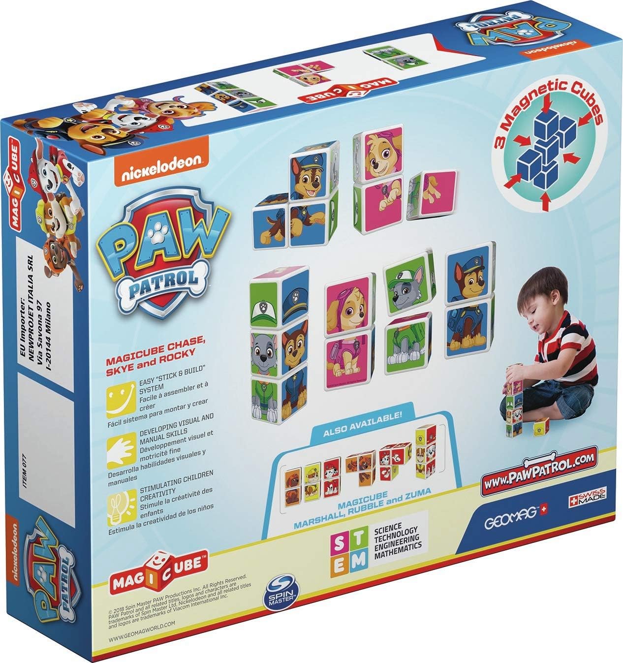 Магнитен конструктор Magicube, Paw Patrol Чейс, Скай и Роки 077, 3 части