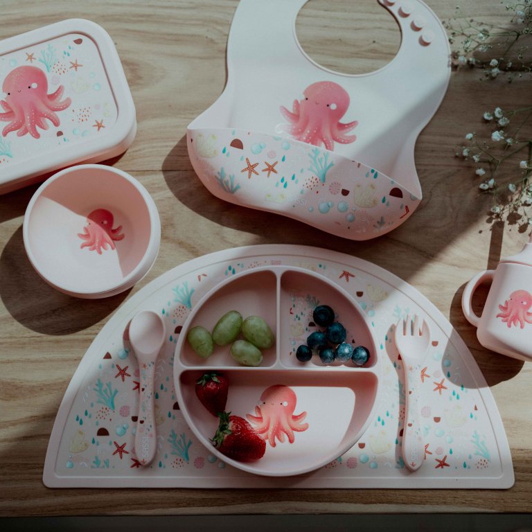 Σετ τραπεζαρίας σιλικόνης, πιρούνι και κουτάλι, Sassi, χταπόδι