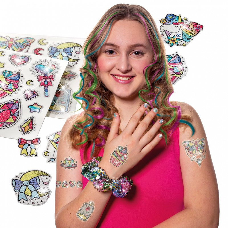 Creative Set, Totum, Hair Chalk and Glitter Tattoos, 8 τεμάχια