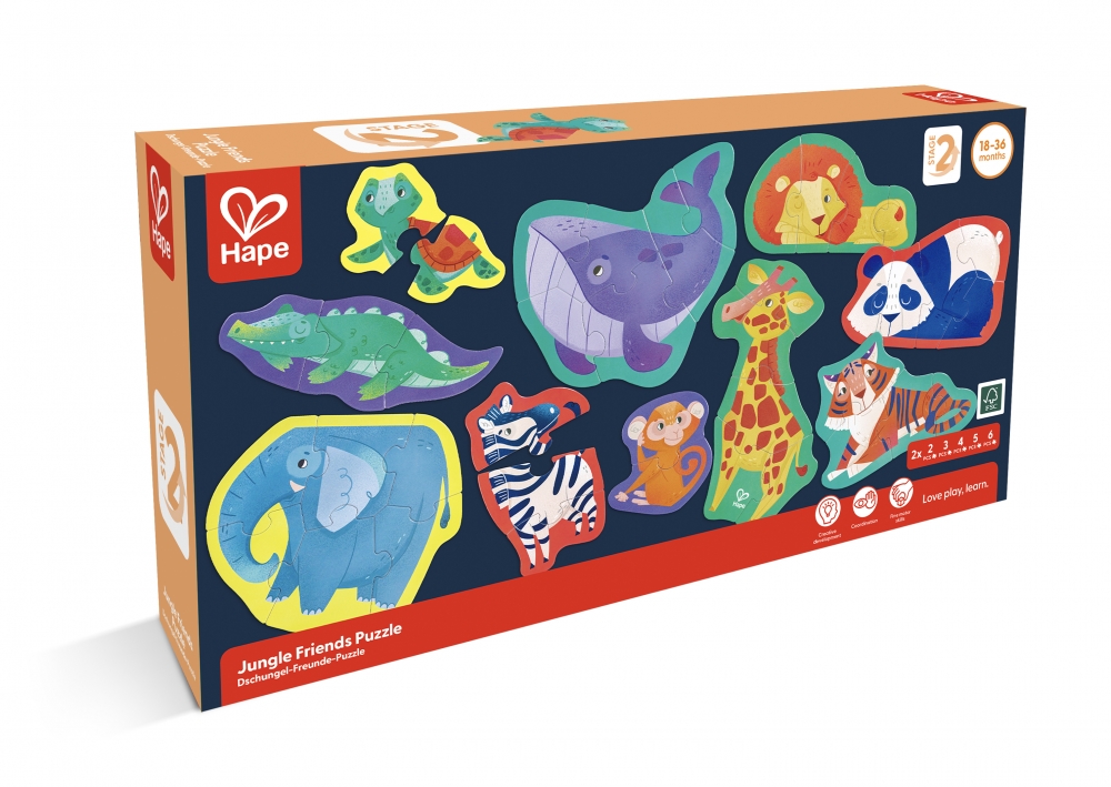 Εκπαιδευτικό παζλ Jungle Friends, Hape, 40 τεμάχια