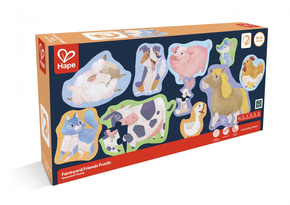 Εκπαιδευτικό παζλ Farm Friends, Hape, 40 τεμάχια