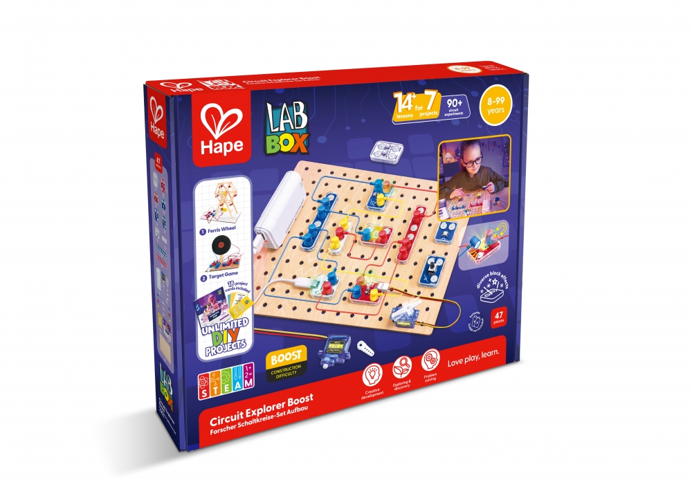 Εκπαιδευτικό σετ, Hape, LabBox, Εξερεύνηση κυκλώματος, Ανεβάζοντας επίπεδο, 47 τεμάχια