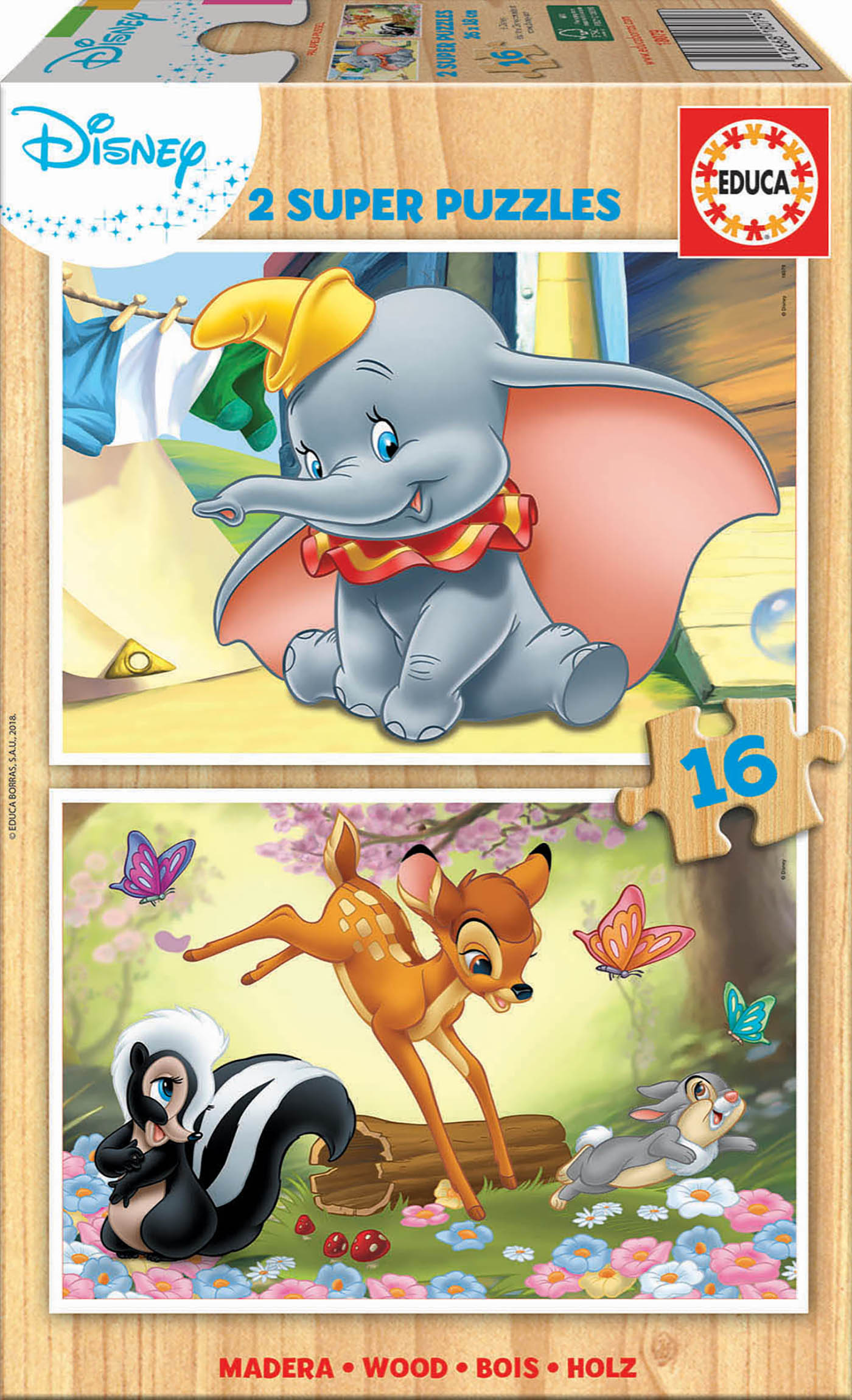 Disney animals Dumbo and Bambi - παζλ 2x16 τεμαχίων