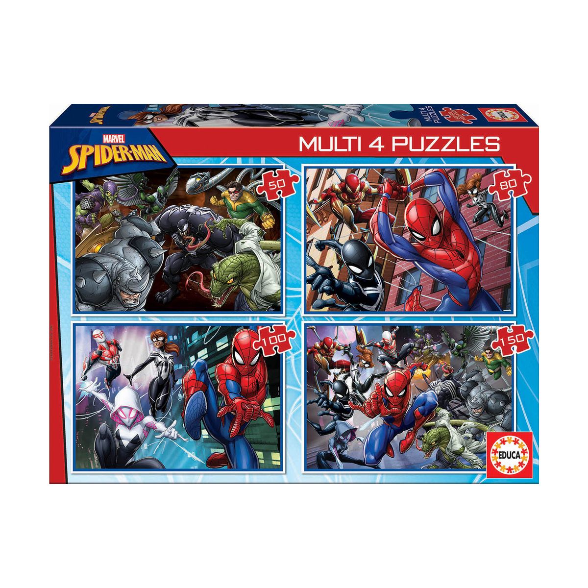 4 σε 1 Spiderman - παζλ 50-80-100-150 τεμάχια