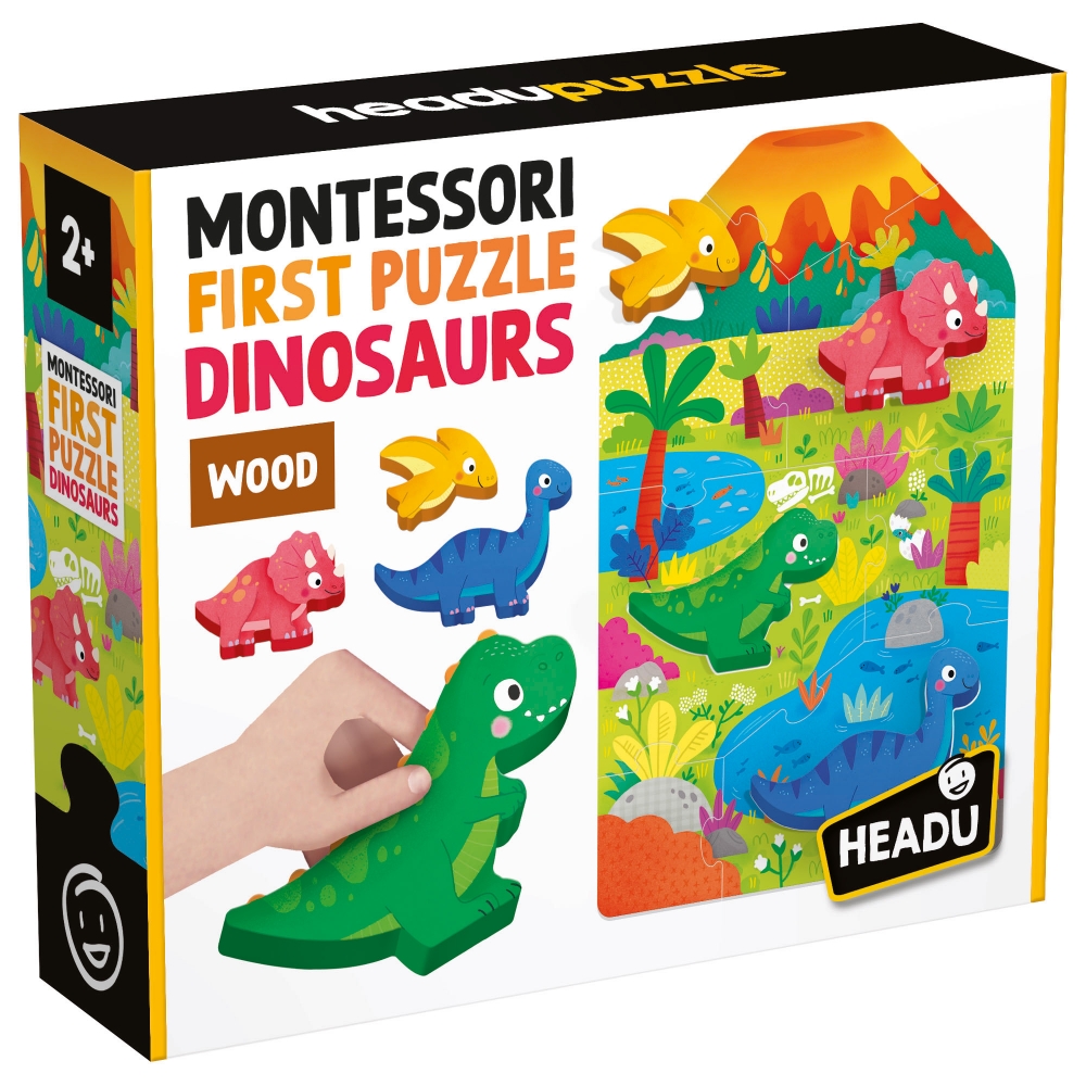 Εκπαιδευτικό παζλ, Headu, Montessori, Το πρώτο μου παζλ, Δεινόσαυροι