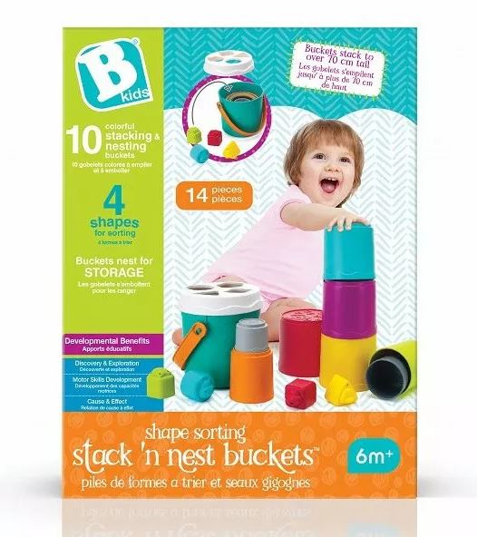 Σετ κάδων για τακτοποίηση και διαλογή, Infantino, B Kids, 14 τεμάχια