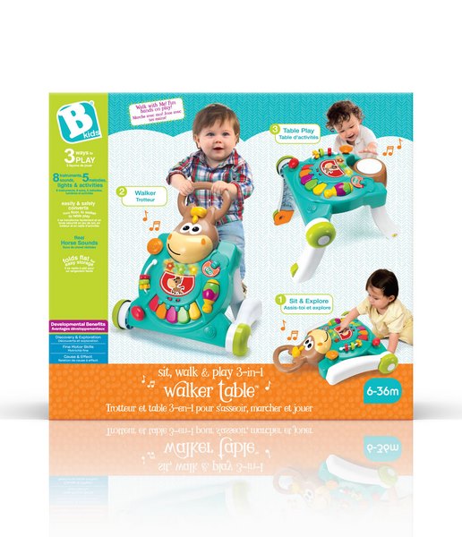 Διαδραστικό παιχνίδι, Infantino, B Kids, 3 σε 1 Στράτα μωρού και τραπεζάκι για άλογα, Μπλε