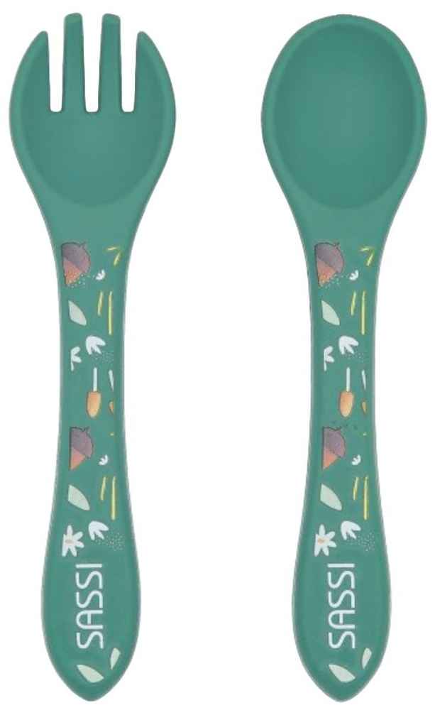 Σετ τραπεζαρίας σιλικόνης, πιρούνι και κουτάλι, Sassi, Fox