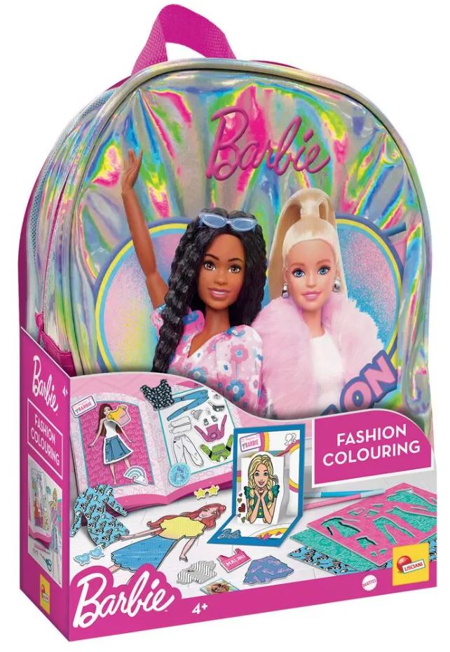 Σετ δημιουργικής δημιουργίας, Lisciani, Barbie, σακίδιο πλάτης 2 σε 1 με σετ σχεδίασης