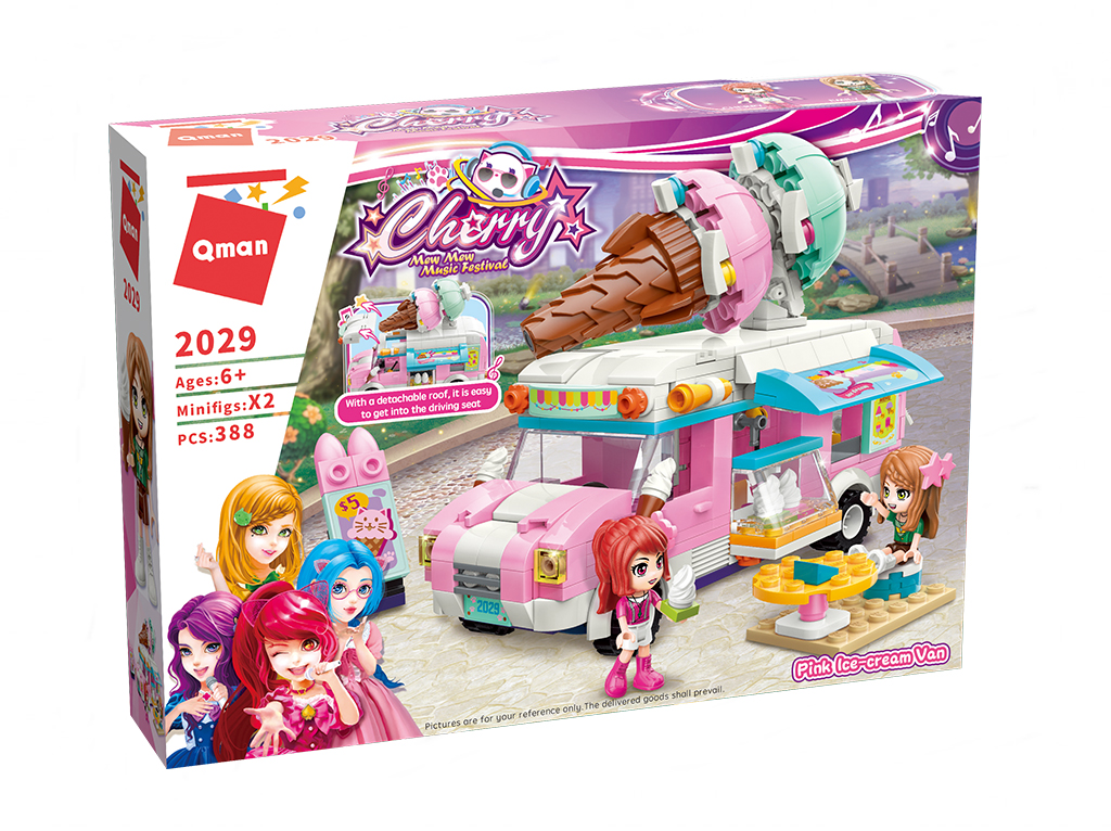 Builder, Qman, Pink Ice Cream Van, 388 τεμάχια