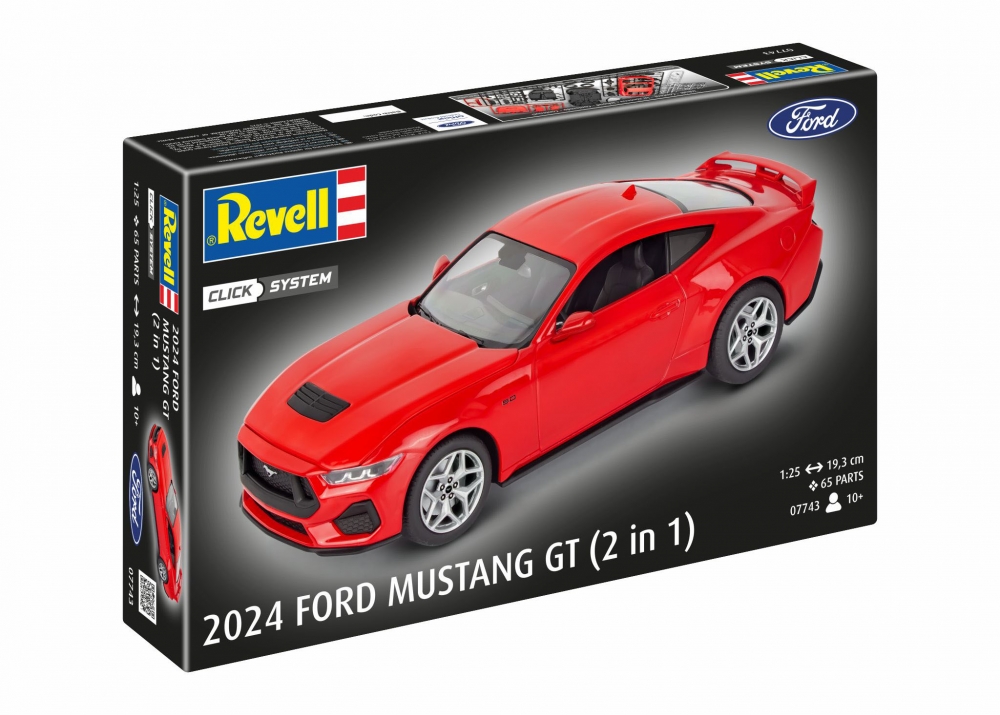 Μοντέλο συναρμολόγησης, Revell, Αυτοκίνητο 2024 Ford Mustang GT, Σύστημα κλικ, 60 ανταλλακτικά