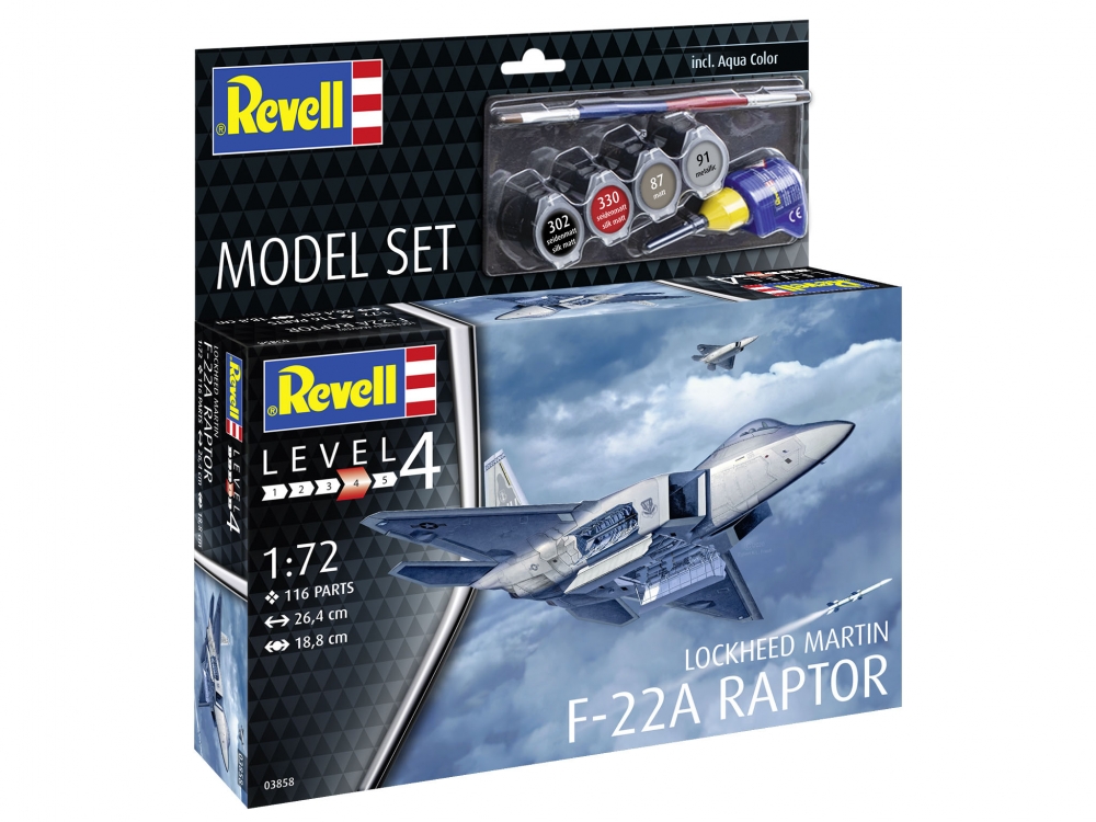 Μοντέλο συναρμολόγησης, Revell, Αεροπλάνο, Lockheed Martin F-22A Raptor, 116 ανταλλακτικά