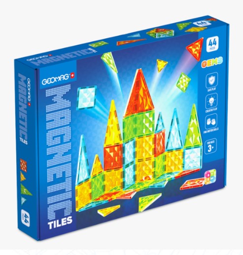 Magnetic Constructor, Geomag, Πολύχρωμα Πλακάκια, STEM, 44 Τεμάχια