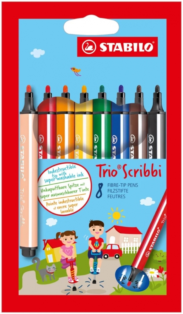 Σετ μαρκαδόρων, Stabilo, Trio Scribbi ST368/8-01, 8 χρώματα