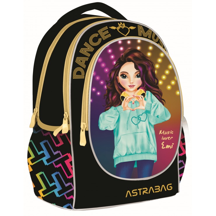 Σχολικό σακίδιο, Astra, AB340, Ελαφρύ εργονομικό, Top teenagers, Amy, 40x32x17 cm, Πολύχρωμο