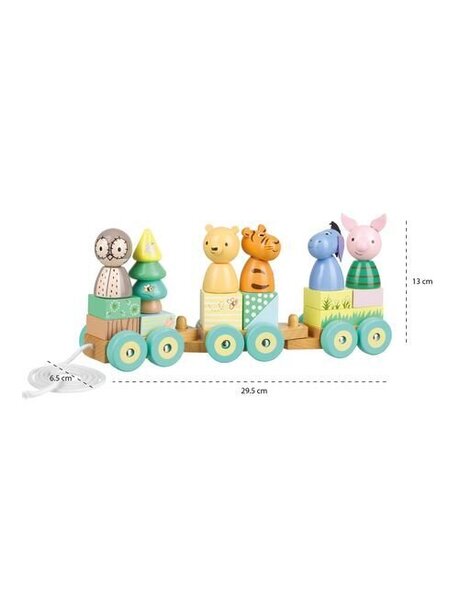 Дървено влакче за дърпане - Мечо Пух и приятели (FSC®)