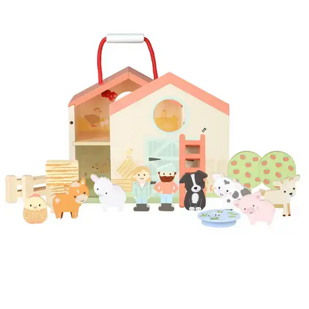 Ξύλινη φάρμα με ζώα - Σετ παιχνιδιού