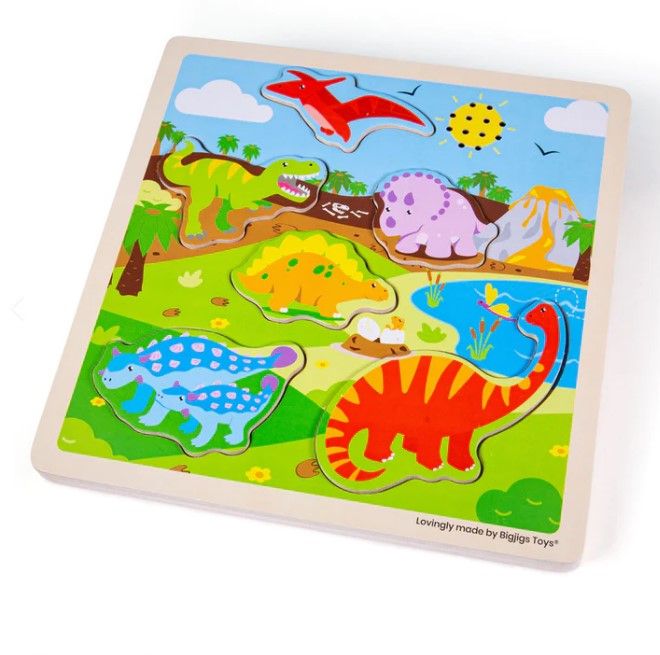 Bigjigs - Ξύλινο παζλ με ήχους - Δεινόσαυρος