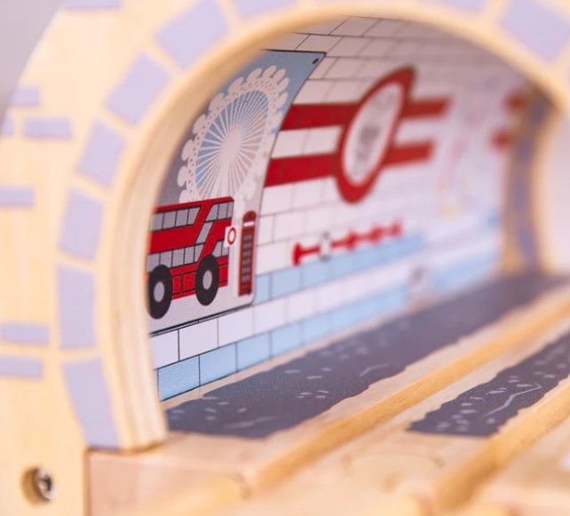 Bigjigs - Σετ τρένου - Ξύλινος σταθμός του μετρό